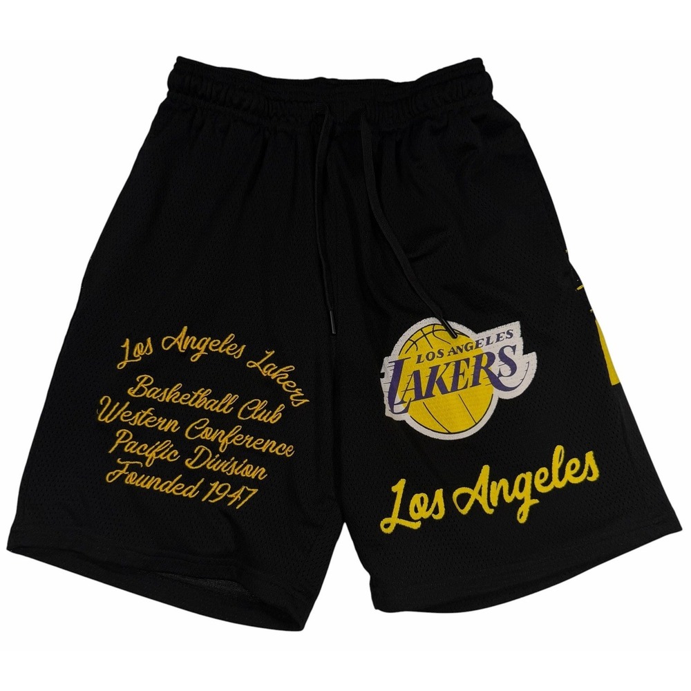 Ultra Game Los Angeles Lakers NBA Mesh Shorts Black Yellow Purple Mens Medium